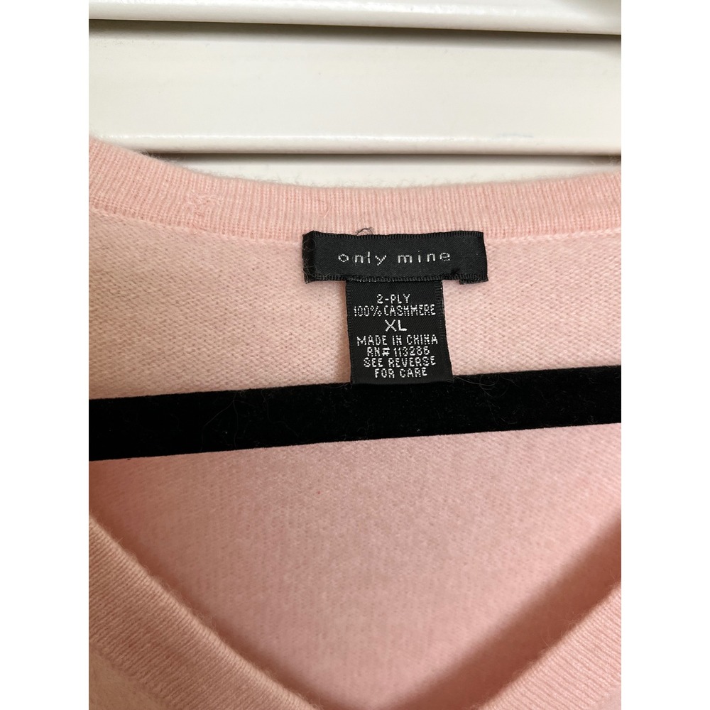 100% Cashmere V Neck Sweater XL Pink Balletcore Coquette Quiet Luxury - Picture 2 of 6